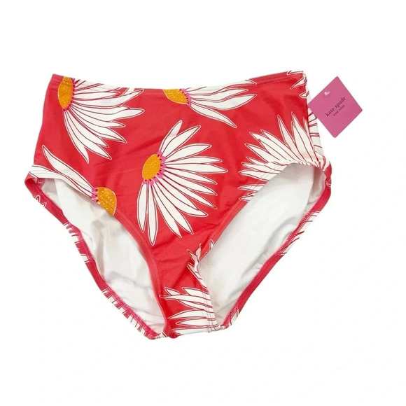 Kate spade Falling Flower High Waist Bikini Bottom in Lychee Coral Size M NWT - Picture 1 of 9
